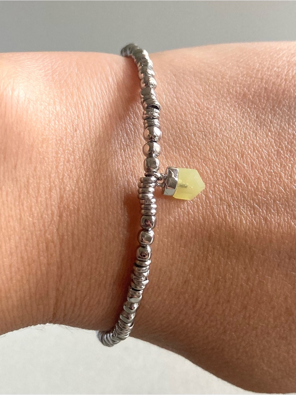 Keep Collective Silver tone Beaded Bracelet Yellow Crystal Charm